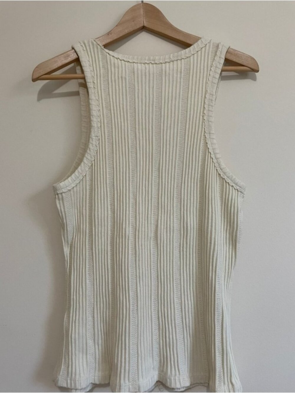 Cream Ribbed Tank Top Cotton - Picture 2 of 2